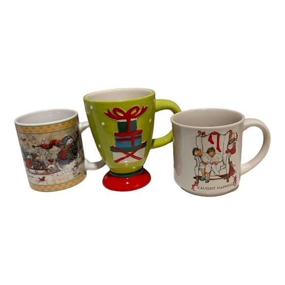 Vintage christmas mugs ceramic, excellent quality mug  gifts gift basket party - Picture 1 of 15